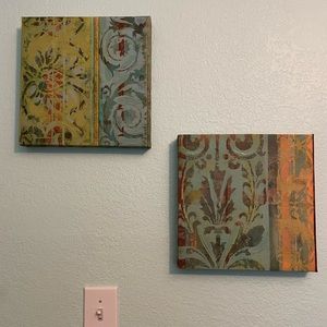 Shades of Turquoise and Natural Colors Fabric Wall Decor